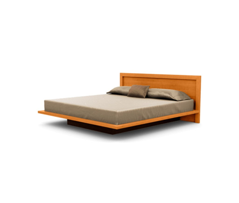 Lit plateforme tapissier en bois massif Moduluxe, Très grand, Cerisier naturel, H 29 po