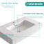 Bassin intégré à surface solide SANS drain et robinet, couleur blanc brillant