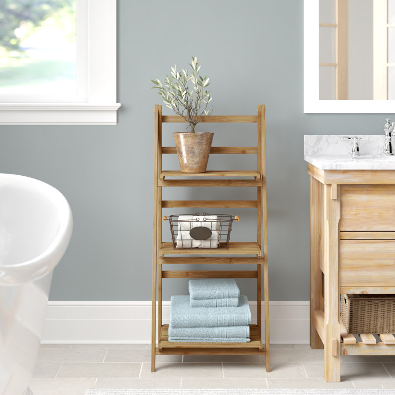 Nickalis Bamboo Bathroom Shelves, Natural