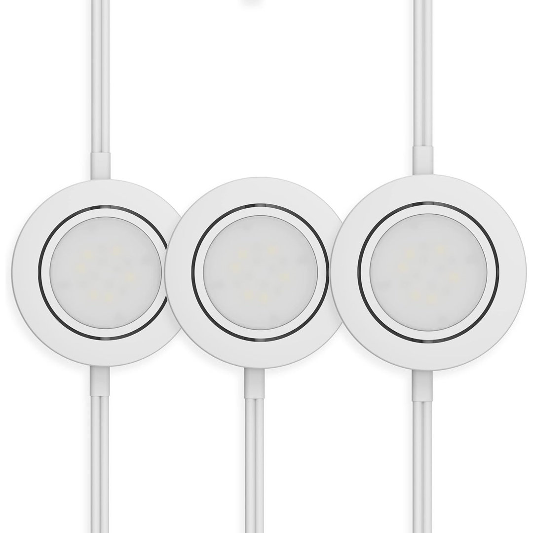 Inlight 2.75" Wide LED Puck Lights Kit, 2700K, Plug-in or Hardwired Installation, Swivel and Wired , Dimmable, 3 Packs (Set of 3) Inlight 