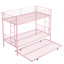 Lit superposé en métal avec lit gigogne rose - Délice de chambre à coucher moderne, conception d'espace, construction durable, fonctionnement silencieux et stable, grande capacité de charge, escalier sécuritaire inclus, lit simple