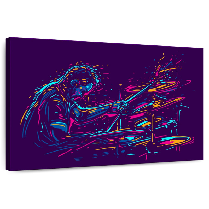 Abarca Abstract Drummer Performing, 8" H x 12" W