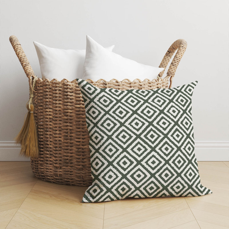 Ikat Grunge Throw Pillow, 18"H x 18"W, Chimichurri/Green Ikat