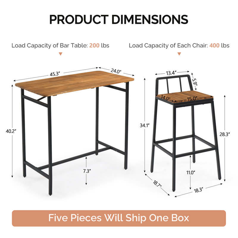 Ensemble de table de bar et tabourets de style industriel