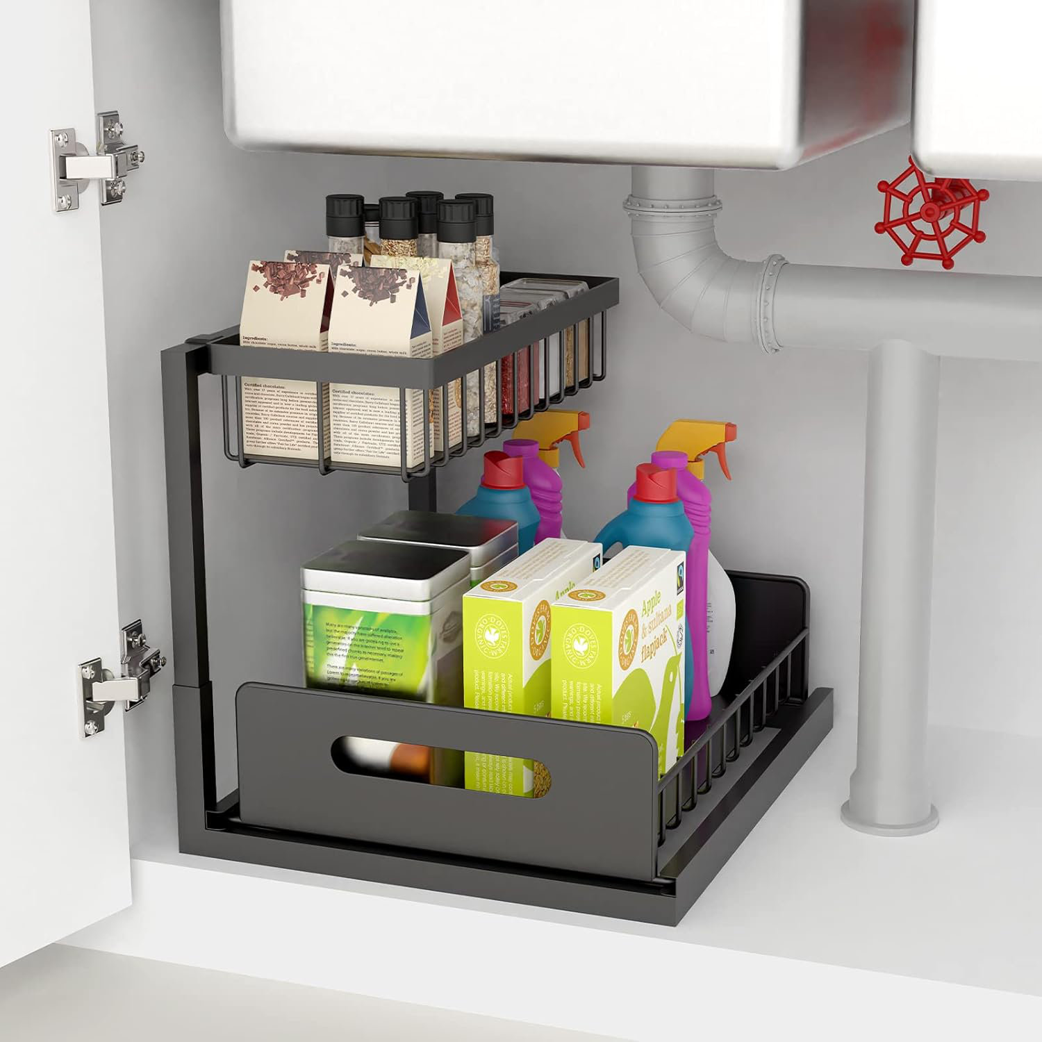 17 Stories Sink Organizer and Storage, 2 Tier Rustproof Under Cabinet ...