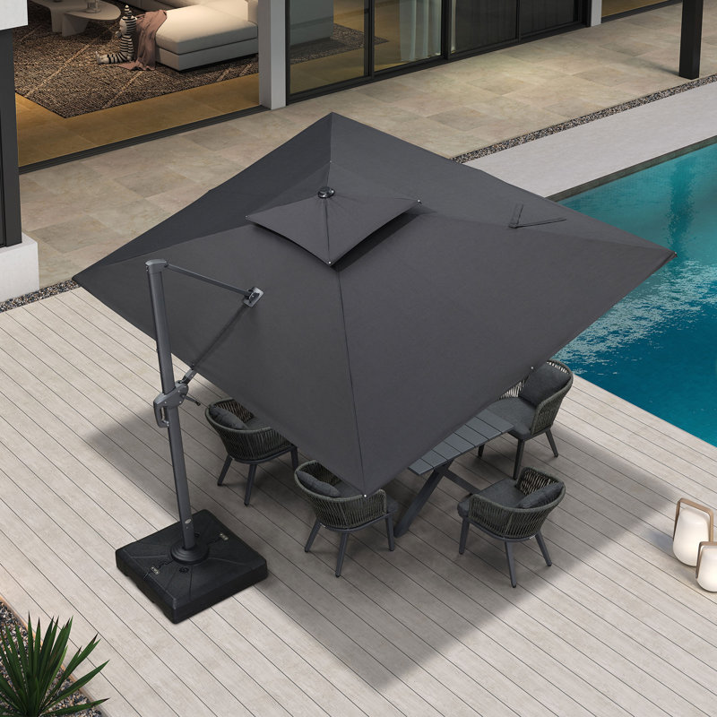 Parasol rectangulaire en porte-à-faux 9 pi x 12 pi, gris foncé, Gris foncé