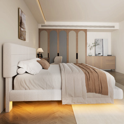 Lit flottant avec lumière White Boucle