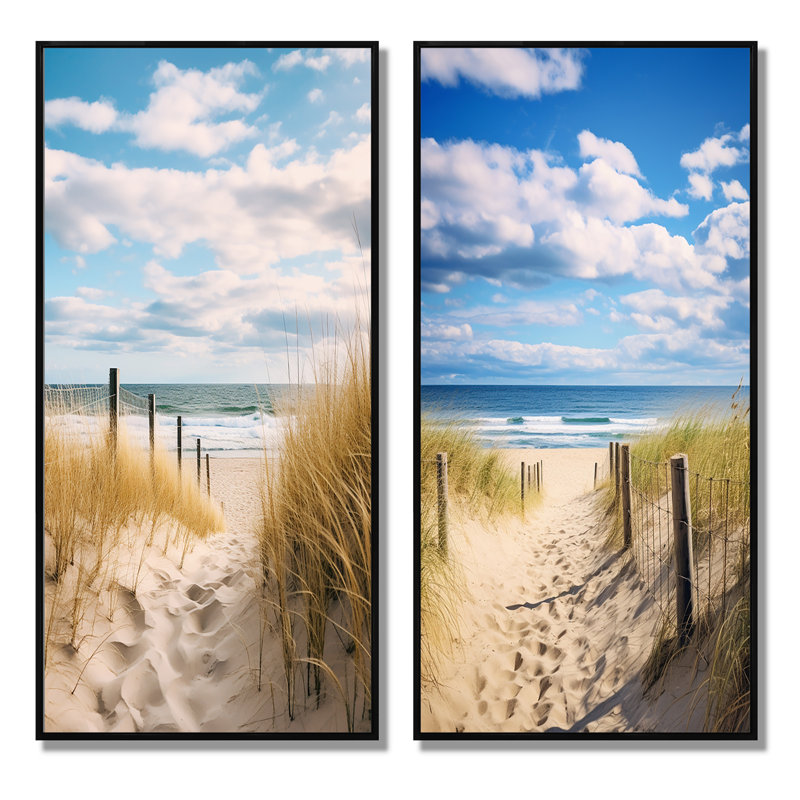 Chemin vers la plage - ensemble de 2 reproductions, Cadre noir, H 40 po x l 40 po