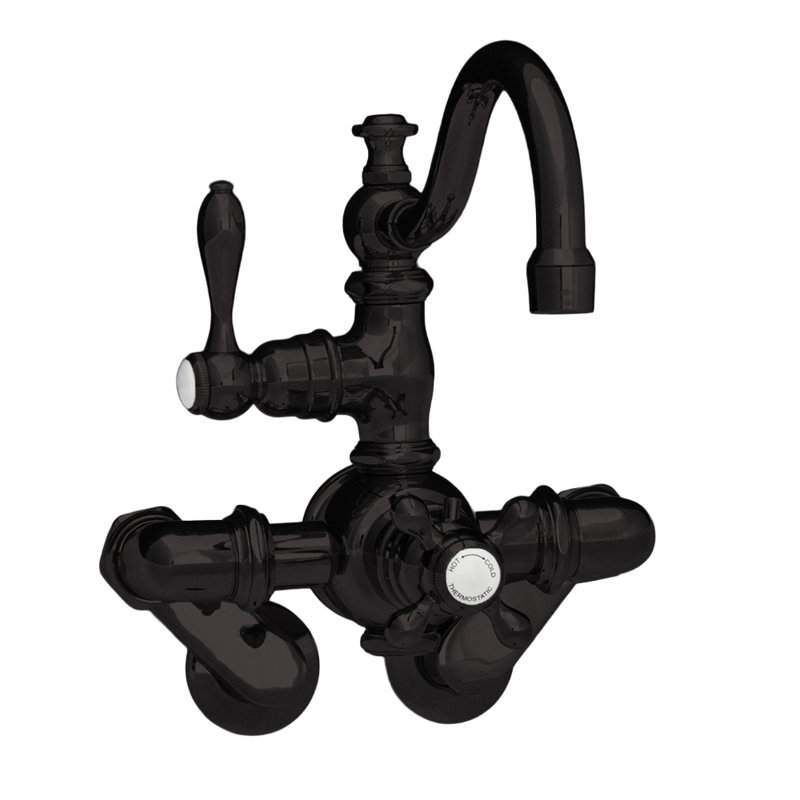 P1018 Thermostatic Tub Wall Mount Faucet with Fixed Arched Spout, Oil Rubbed Bronze