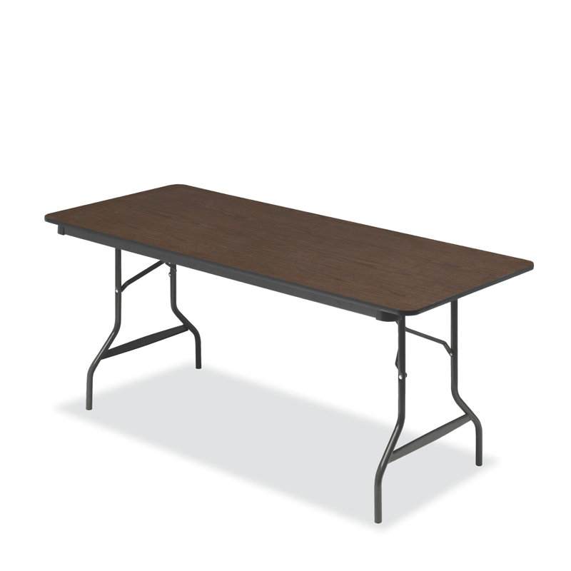 Walnut Wood-Laminate Folding Table with Steel Legs, 30" x 72"