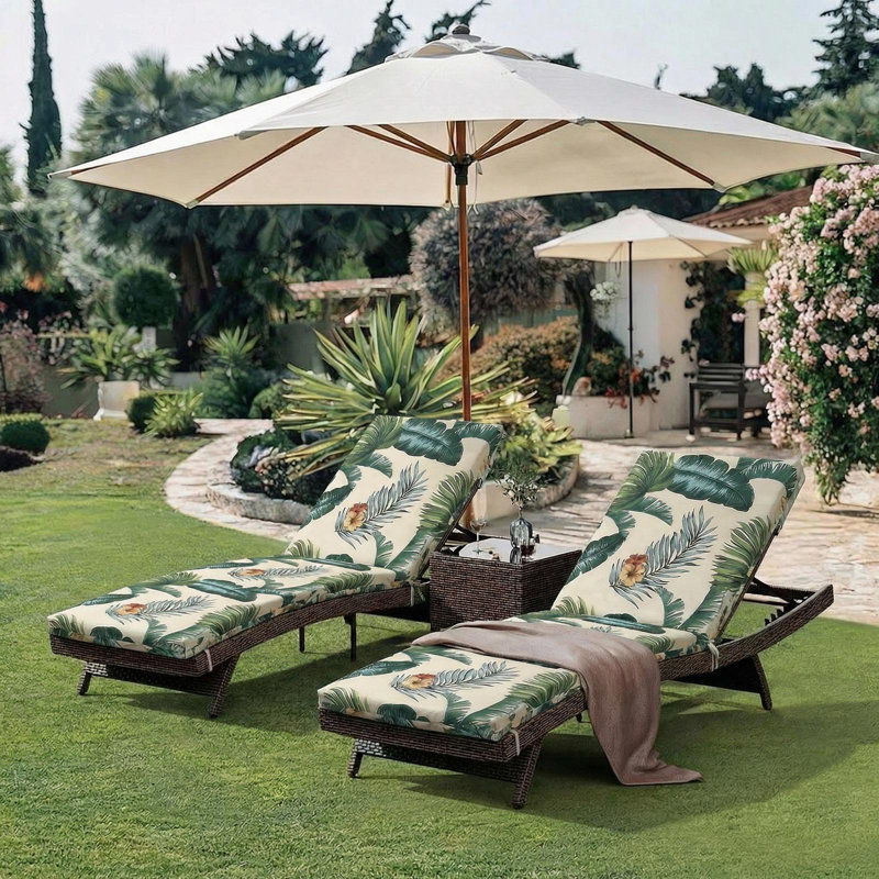 All-Weather Patio Chaise Lounge Cushion With 28D High-Density Foam, Waterproof Fabric, And Washable Cover For Pool And Garden Recliners