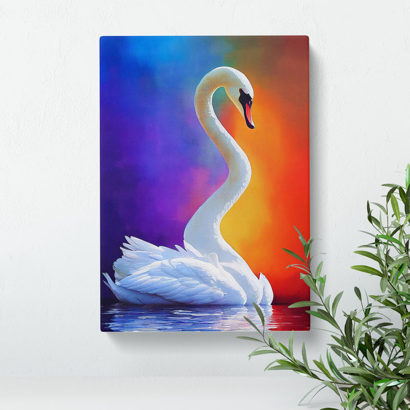 Unique Swan - Wall Art, Wrapped Canvas, 50cm H x 35cm W, No Matte
