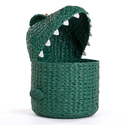 Panier de rangement décoratif en forme de dinosaure en jacinthe d'eau naturelle tissé à la main