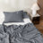 Solayne 100% Washed Cotton Duvet Cover Set with Faux Hemp Texture, Solid Color, Zipper Closure and Corner Ties-111685165-111685183