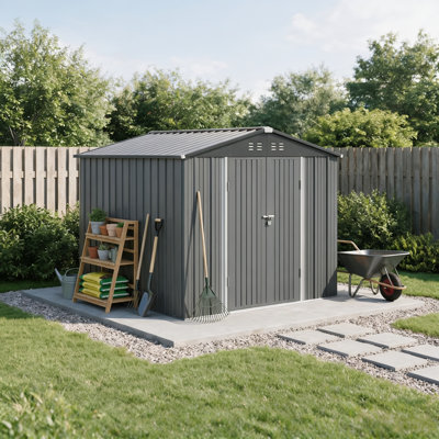 8 ft. Wx 6 ft. D Outdoor Metal Storage Shed