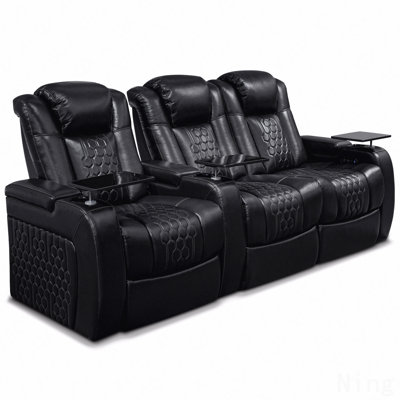 Power Recliner 3 Pc Made Withtop-Grain Nappa,Fully Adjustable Relaxation,Smart Charging,Dynamic Rgb Led Lighting