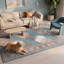 Tapis Hawthorn Modern Circles géométrique bleu sarcelle beige gris brun blanc, lavable à la machine, antidérapant, à poils courts, pour l'intérieur et l'extérieur, adapté aux animaux domestiques, idéal pour le salon, la chambre, la salle à manger, l'entrée, le couloir ou le bureau.-337656260