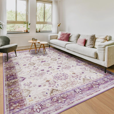Washable Soft Vintage Rug Fashion Floral Rug For Living Room Dorm Decor