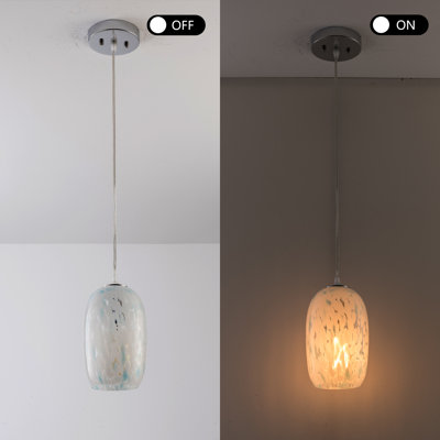 Luminaire suspendu moderne en nickel à 1 lumière de 5 po avec verre soufflé à la main pour salle à manger ou îlot de cuisine