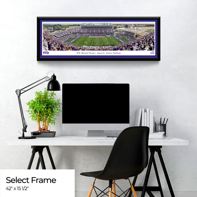 TCU Football Panoramic Print, 15.5" H x 42" W x 1.38" D, Black Framed Paper