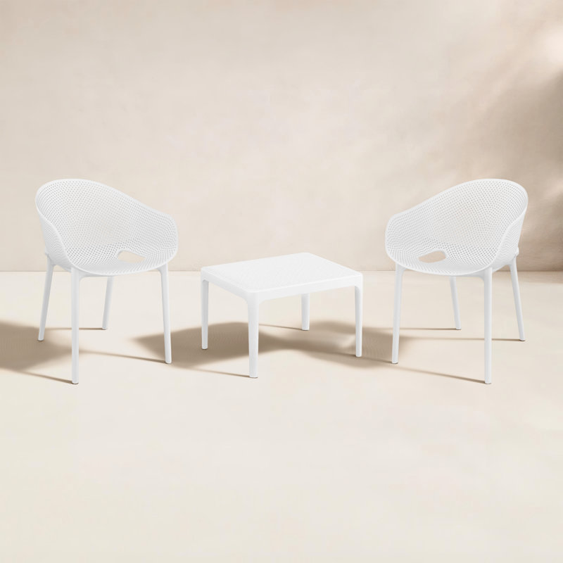 Farrah Sky Armchair 2 Person Seating Set, White