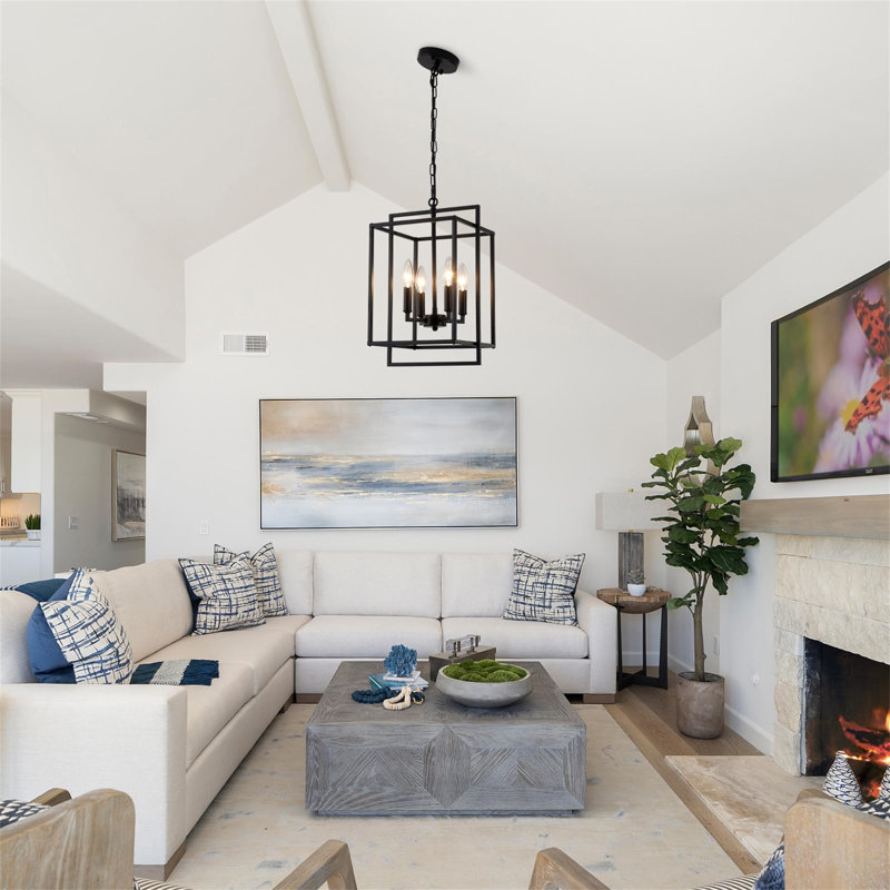 4 - Light Chandelier, Matte Black