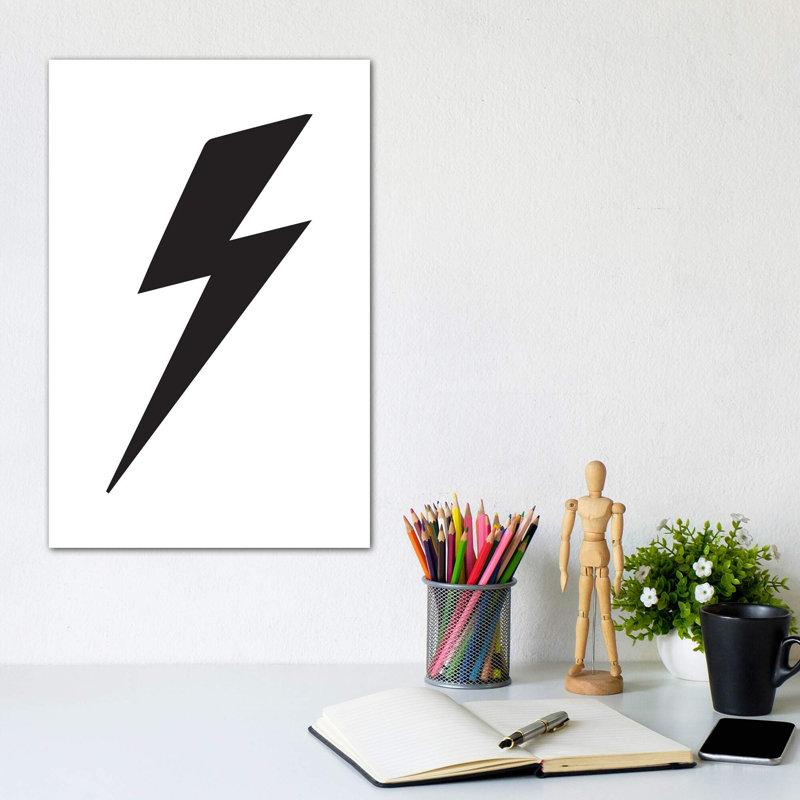 Lightning Bolt - impression d'art graphique, Pas de tapis, Toile tendue, H 12 po x l 8 po x P 0,75 po