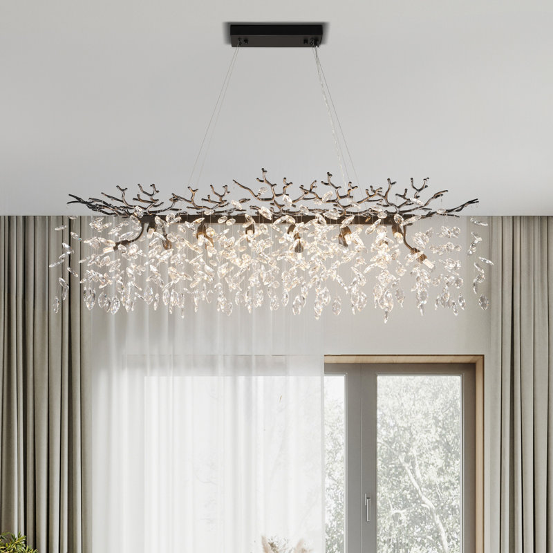 Lustres en cristal Erdenheim, H 15,7 po x l 47,2 po x P 16,2 po, Noir
