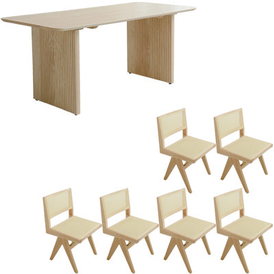 Nordic style modern solid wood dining table set