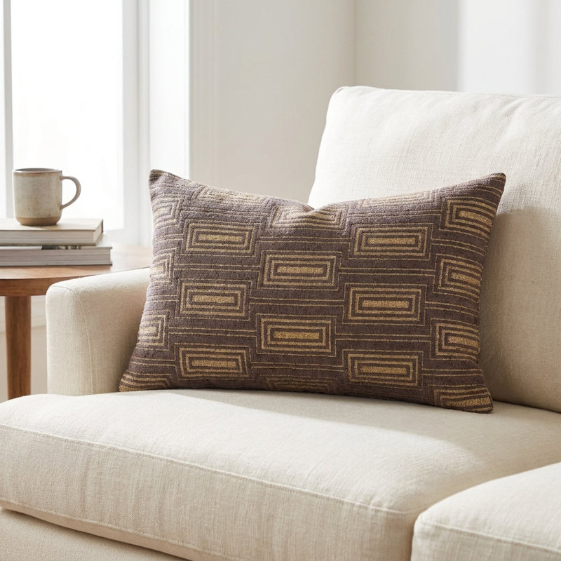 Coussin de luxe fabriqué à la main Argyle, 20 po x 36 po, Coussin lombaire, Noir