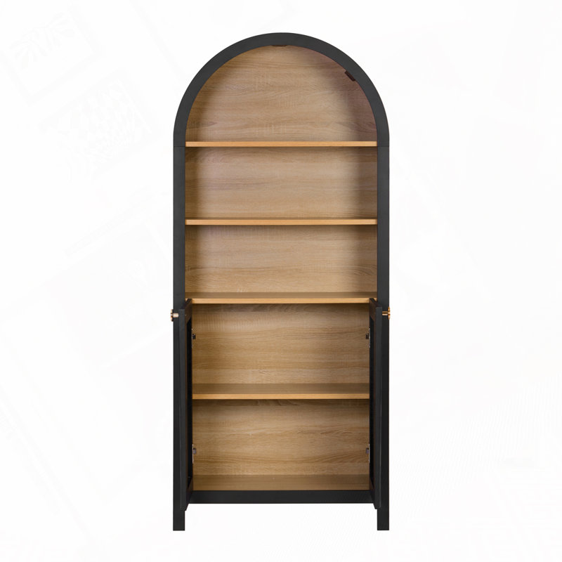 Bibliothèque arquée à 5 niveaux avec armoires de rangement