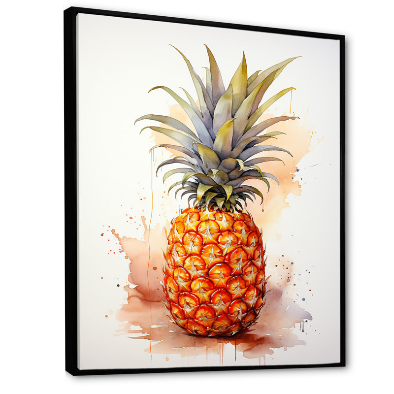Pineapple Paradise I - Pineapples, art mural, Cadre flottant noir, H 44 po x l 34 po x P 1,5 po