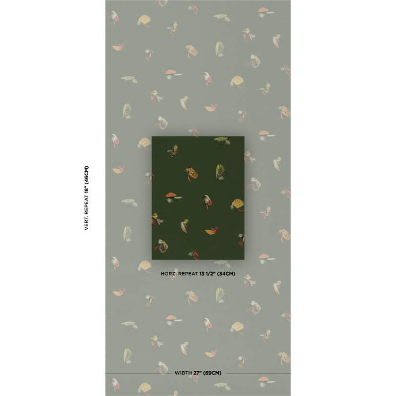 Fly Fishing Wallpaper Roll, Green