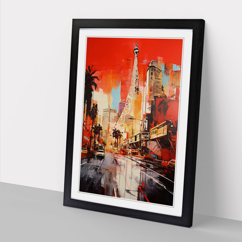Las Vegas Gestural - Framed Print, 34cm H x 25cm W x 2cm D, Black