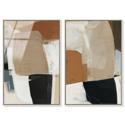 «Rustic Walls Duo», ensemble de décorations murales encadrées à motif acrylique par Art Remedy, cadre argenté, 36 x 54