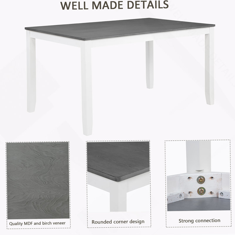Ensemble de table à manger et de chaises en bois 7 pièces, table moderne avec 6 chaises rembourrées pour la cuisine et la salle à manger
