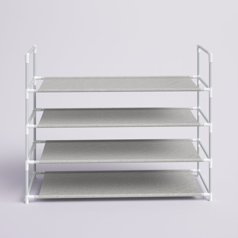 12 Pair Stackable Shoe Rack, Grey