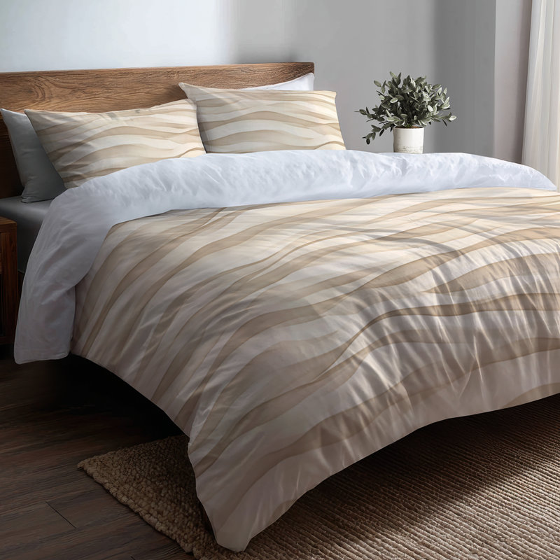 Ensemble de housse de couette et de coussin rayé à rayures - 3 pièces, Housse de couette pour grand lit et 2 taies décor