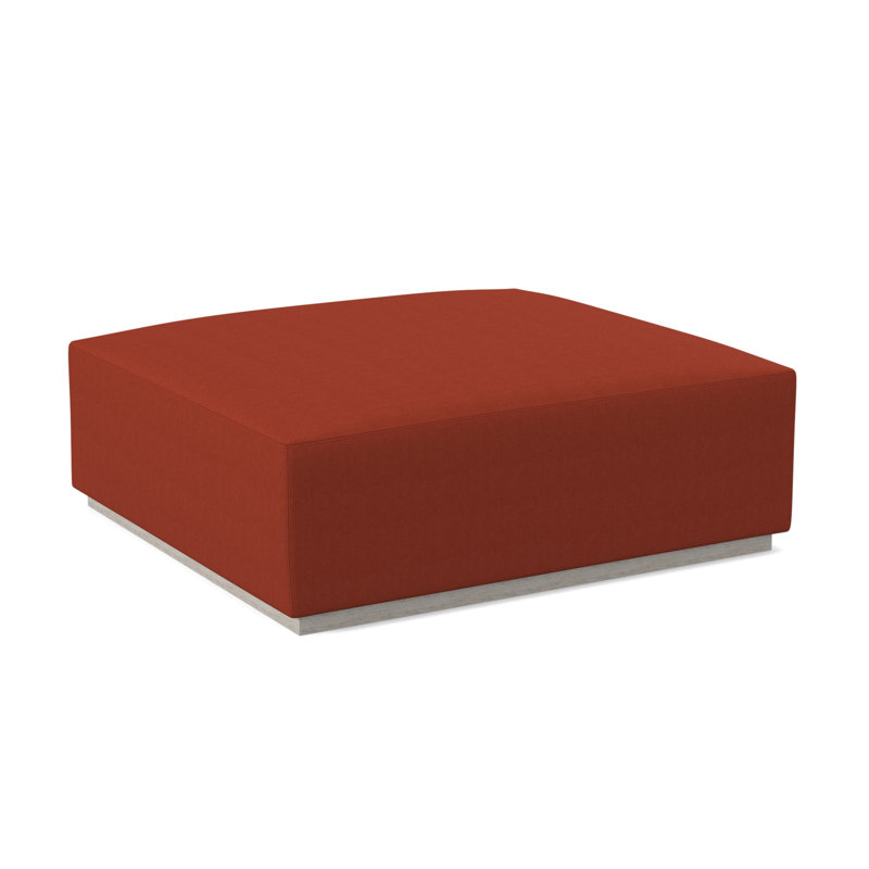 Club Upholstered Ottoman, Bisque, Margaret Tangelo Polyester Blend