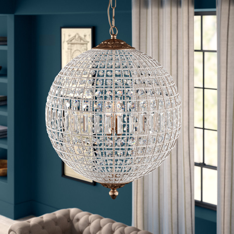 Rola Crystal 5-Light Chandelier, Or français, 5 lumières