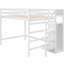 Lit mezzanine double en blanc avec rangement intégré et escalier - Structure en bois de pin robuste pour l'intérieur de la chambre intégrée-856774288