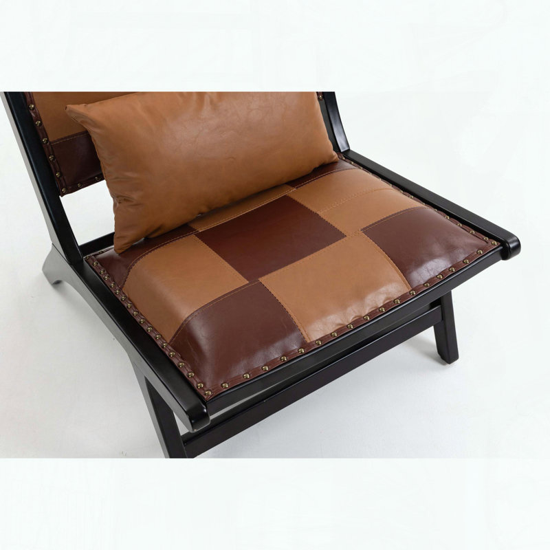 Chaise d'appoint Modern Boho - Structure en bois massif - Style scandinave, Brun antique