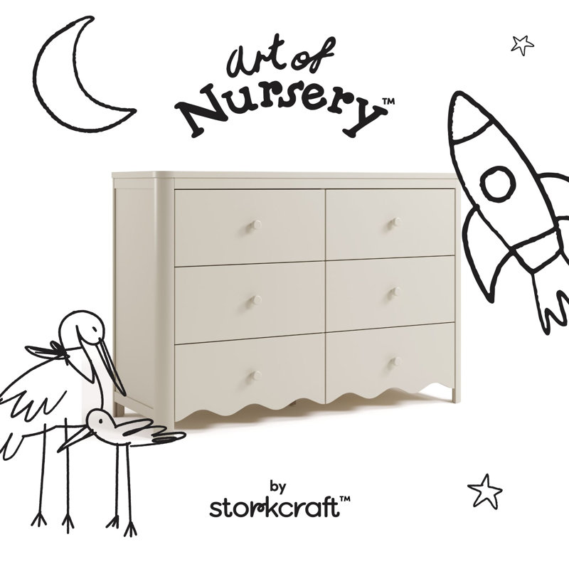 Casablanca 6-Drawer Double Dresser, Frosted Oat