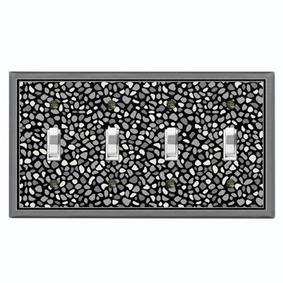 Pebble Rock Gray Frame Print Nature Themed 4 - Gang Toggle Light Switch Standard Wall Plate
