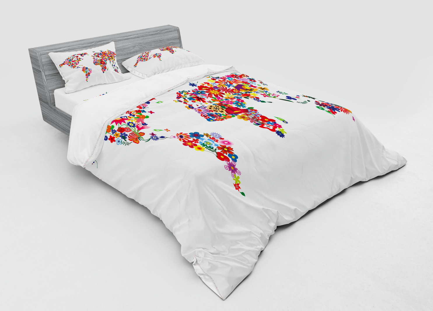 Ambesonne Floral World Map Bunch Of Flower Petals Essence Fragrance ...