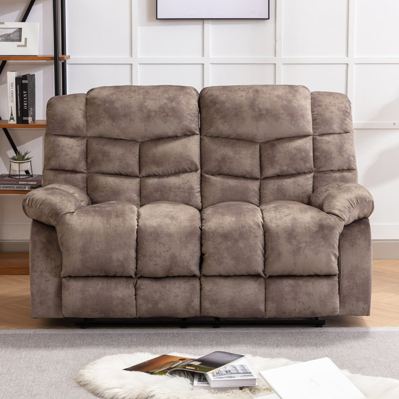 Edilmar 61.8'' Wide Modern and Super Soft Manual Reclining Loveseat Sofa, Brown Microfiber/Microsuede