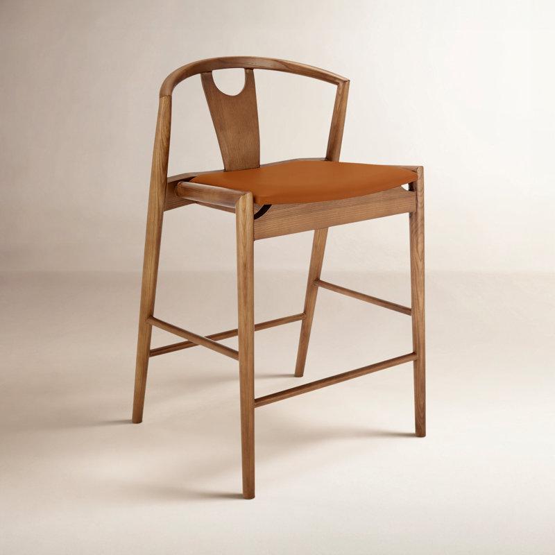 Ambra Vegan Leather Counter Stool, Dark Tan/Brown