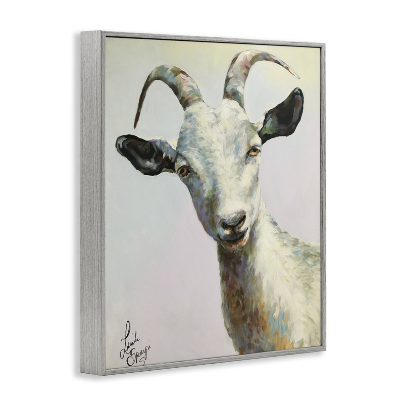 Joe, portrait de chèvre moderne, estampe numérique encadrée noire, design par Linda Sperruche, H 20 po x l 16 po