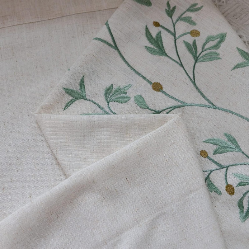 Atlis Cotton Blend Semi Sheer Curtain Pair, Green, 52" W x 63" L