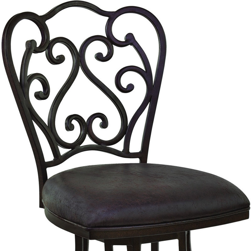 Tabouret de bar pivotant en métal espresso foncé, Tabouret de comptoir (siège d'une hauteur de 26 p